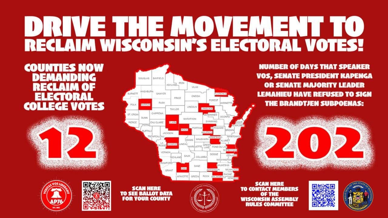 Twelve Wisconsin Counties Called to Reclaim State’s 2020 Electoral Votes Before Justice Gableman Called for Decertification Yesterday