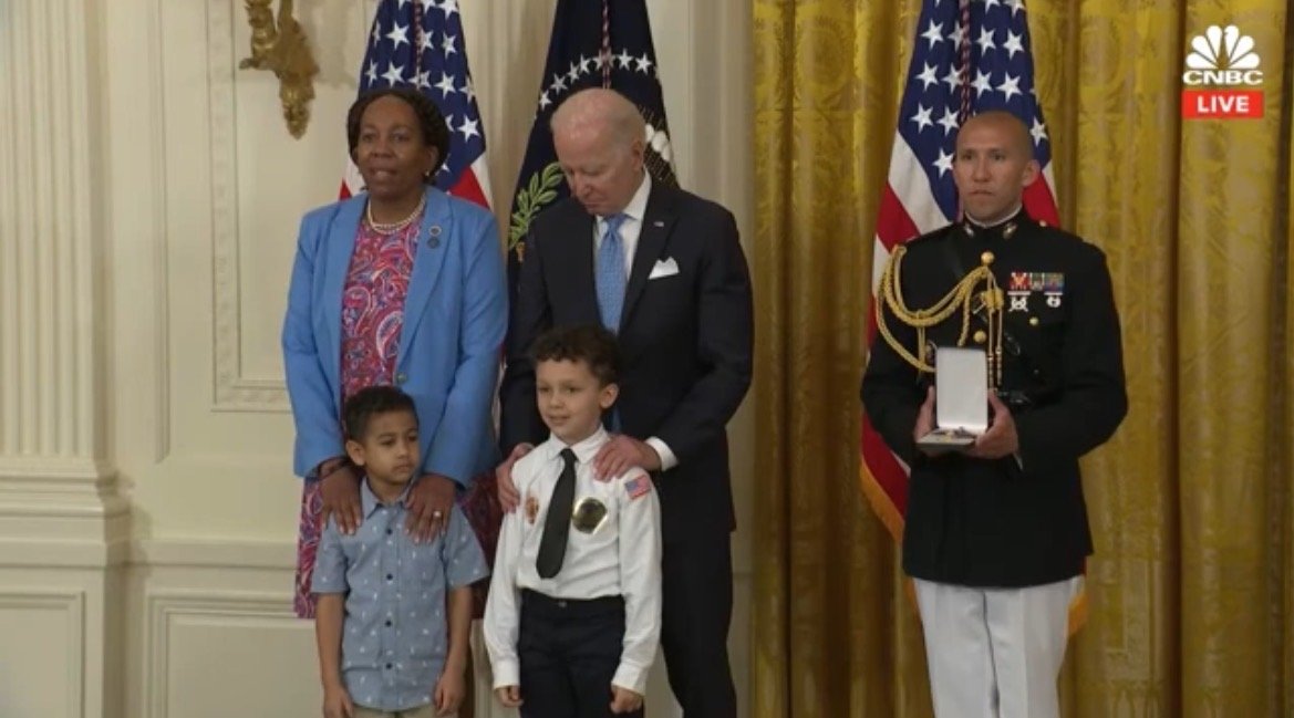 Groper Joe Massages Little Boy’s Shoulders at Medals of Valor Ceremony (VIDEO)