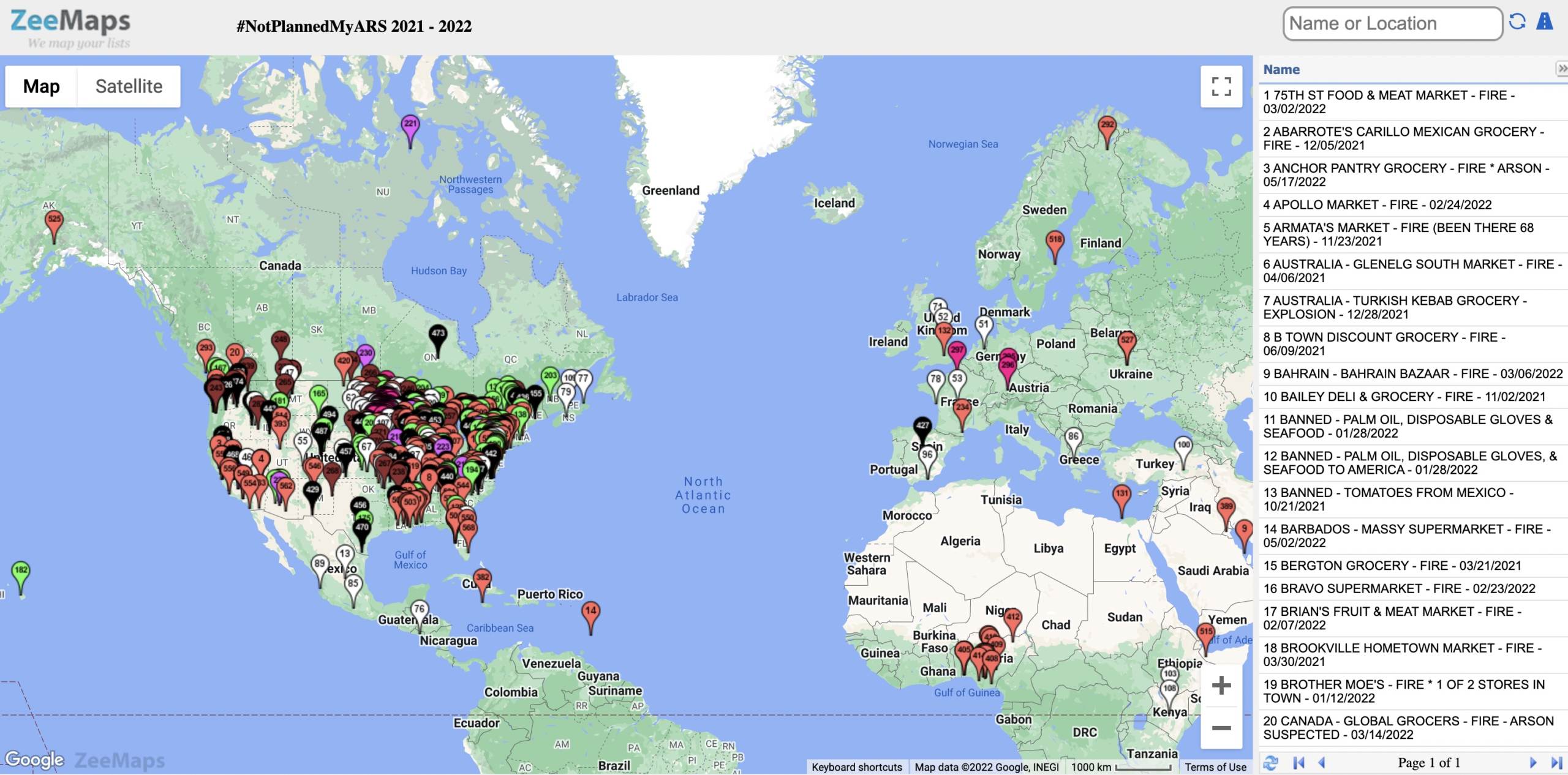 Interactive Map Details Destruction of Numerous US Food Manufacturing Plants — Compares US Incidents to Global Trends